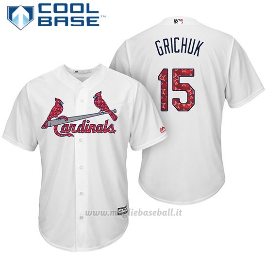 Maglia Baseball Uomo St. Louis Cardinals 2017 Estrellas y Rayas Randal Grichuk Bianco Cool Base